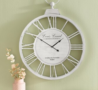 Стенен часовник Home affaire (XXL, бял, кръгъл, Ø 58 см, изработен от метал, римски цифри, застарен стил)