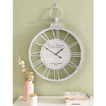 Стенен часовник Home affaire (XXL, бял, кръгъл, Ø 58 см, изработен от метал, римски цифри, застарен стил)